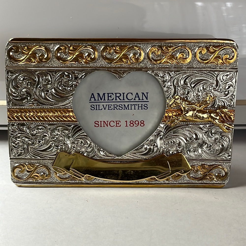 American Silversmiths Picture Frame With Bronco Rider